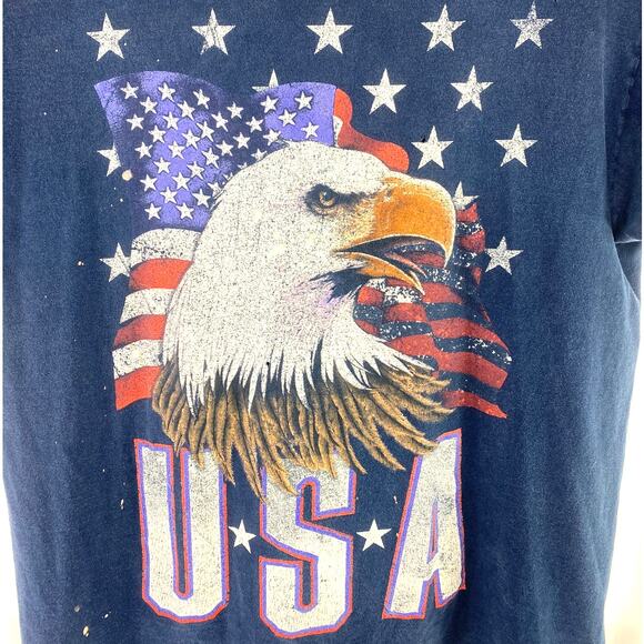 Vtg Fruit Of the Loom Mens Xl Eagle American Flag USA Patriotic T-Shirt Read - Picture 2 of 11